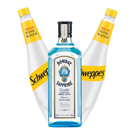 Bombay Sapphire Gin 70cl with Tonic Mixer